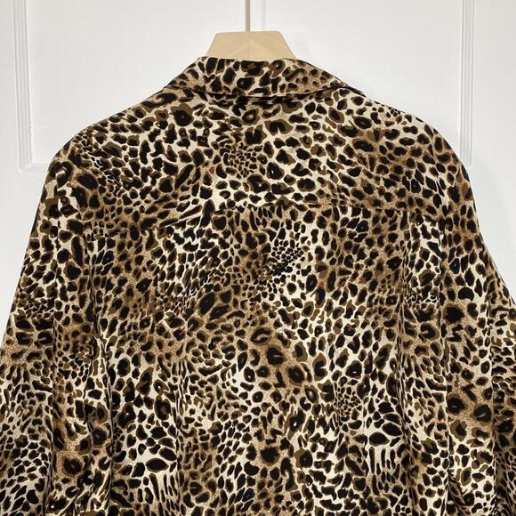 Notations Leopard Print Button-Up Shirt Womens XL Classic City Maximalist Preppy - Picture 10 of 11